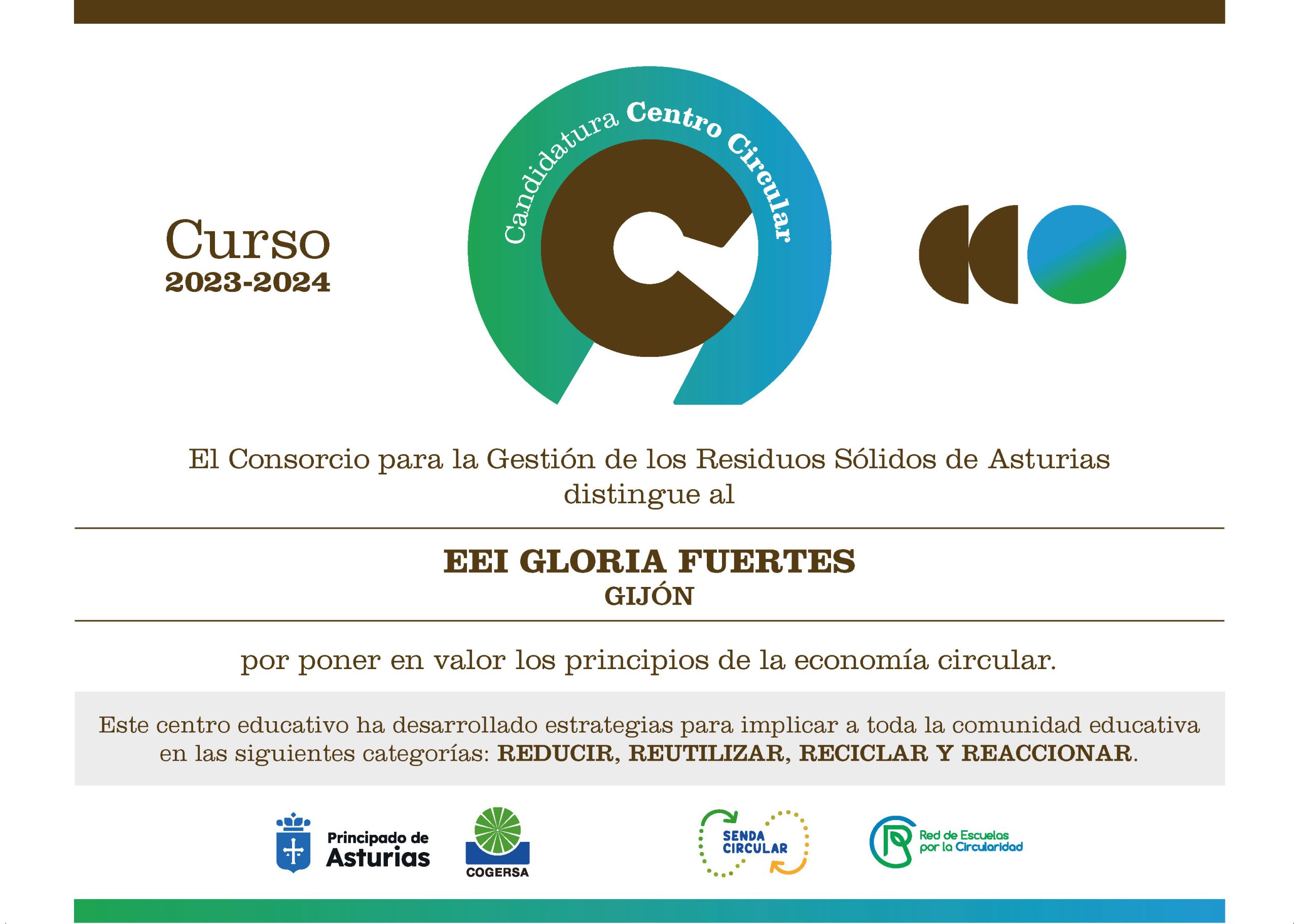 distinción centro circular EEI GLORIA FUERTES
